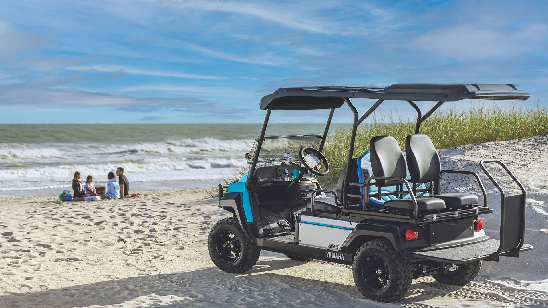 A golf cart image, one of a series of rotating background images